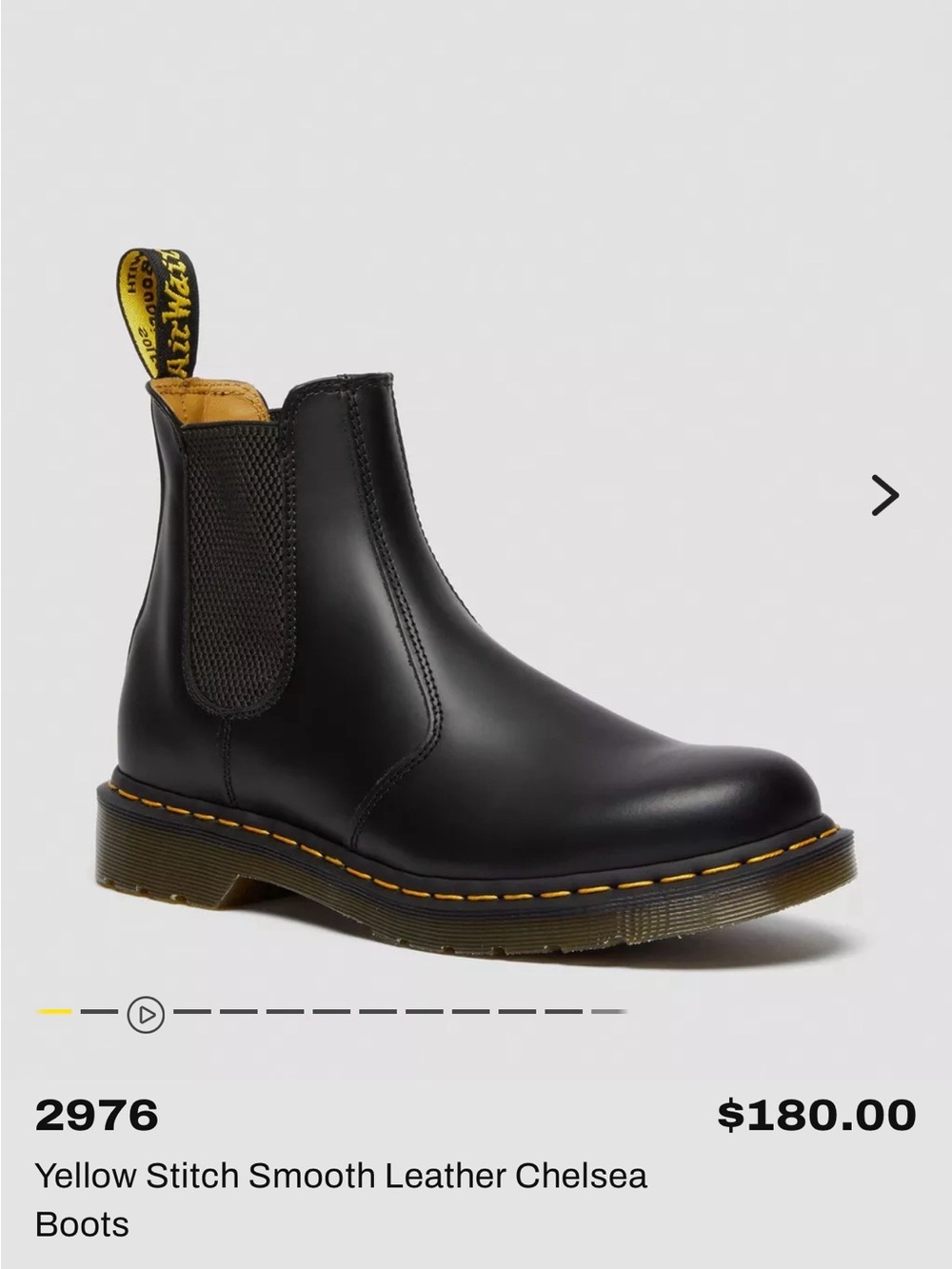 Dr. Martens Black Chelsea Boot with Yellow Stitch